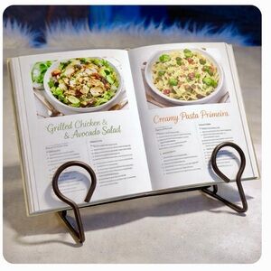 3/$30 Cookbook/ book grey metal stand holder